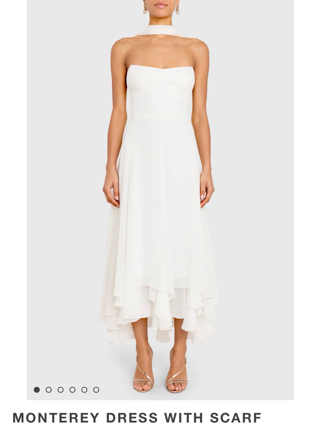 Amanda Uprichard White Strapless Monterey Dress With Scarf